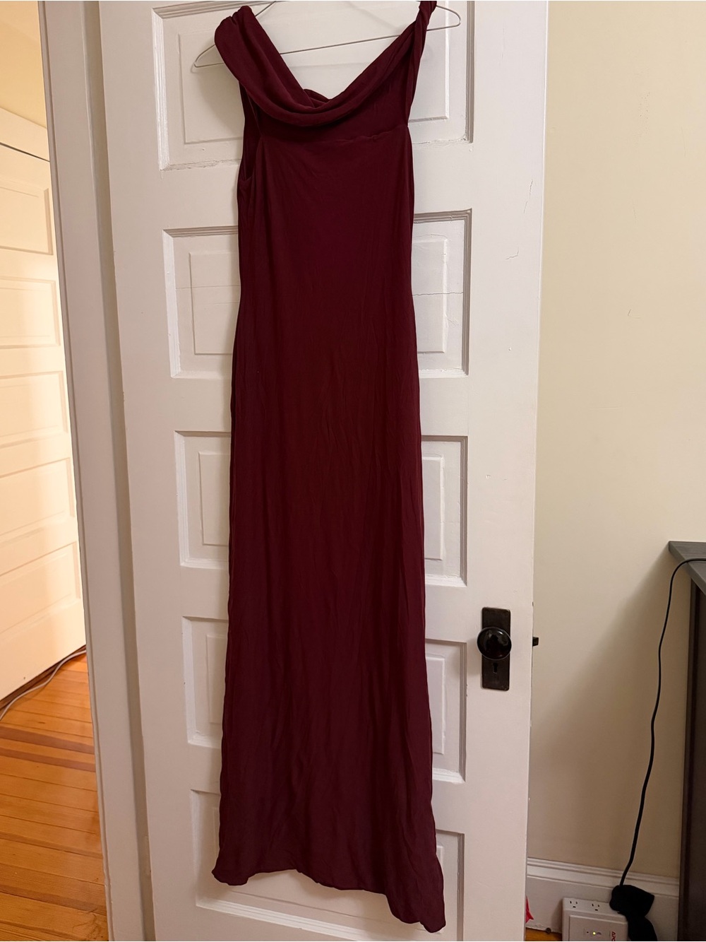 Club L London Melika Burgundy Twisted Bardot Maxi Dress - Picture 4 of 5